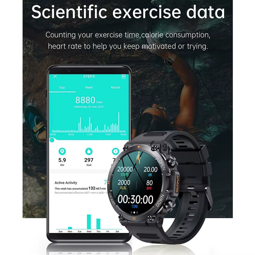 K56Pro Men's Smart Watch - Fitness Tracker with Heart Rate Monitor, Bluetooth, 1.39" HD Display, Long Battery Life for Outdoor Sports