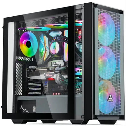 Aotesier Gaming PC Core A8 7680 CPU with 16G RAM 500 G SSD ATX/ITX/M-ATX Full View Side Panel Temper Glass Front Gaming Pc Game