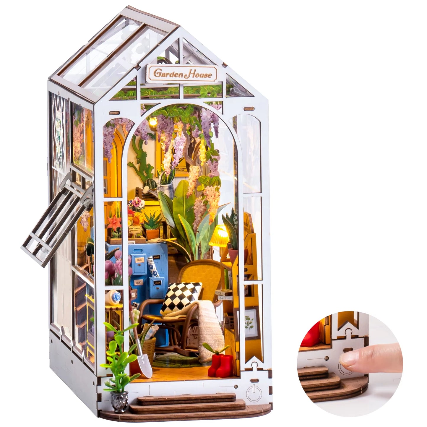 Robotime Rolife Original Garden House Kit Book Shelf Insert Easy Assemble Toys Gifts for Kids Girls Home Decoration Book Nook