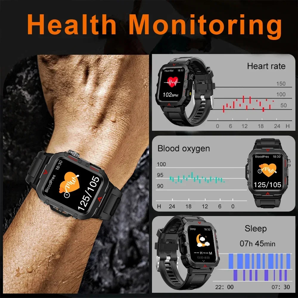 2024 Smart Men's LED Bluetooth Watch - Health Monitoring & Multi-Sport Modes