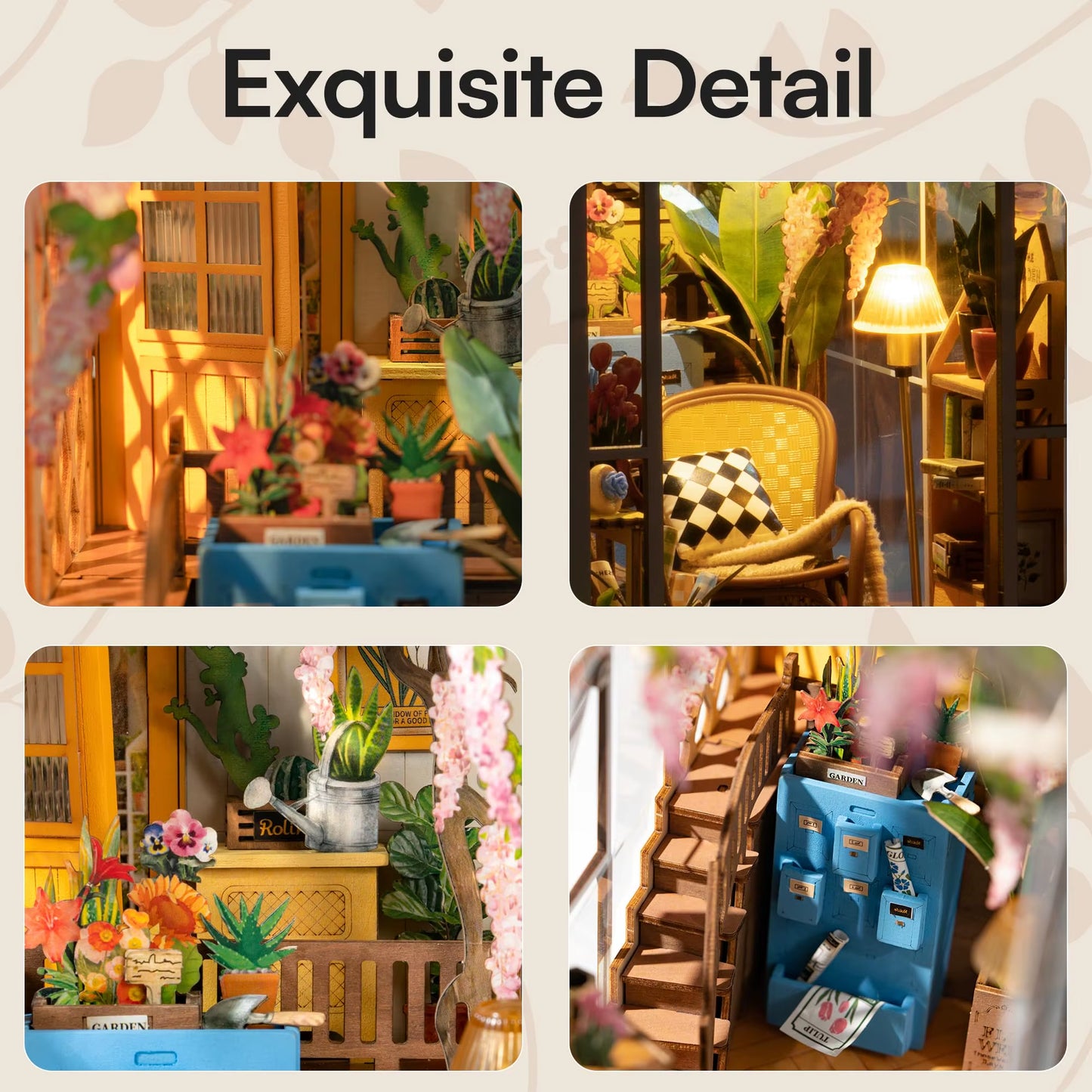 Robotime Rolife Original Garden House Kit Book Shelf Insert Easy Assemble Toys Gifts for Kids Girls Home Decoration Book Nook