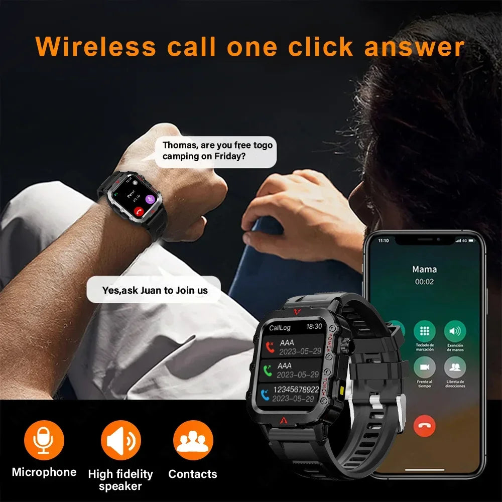 2024 Smart Men's LED Bluetooth Watch - Health Monitoring & Multi-Sport Modes