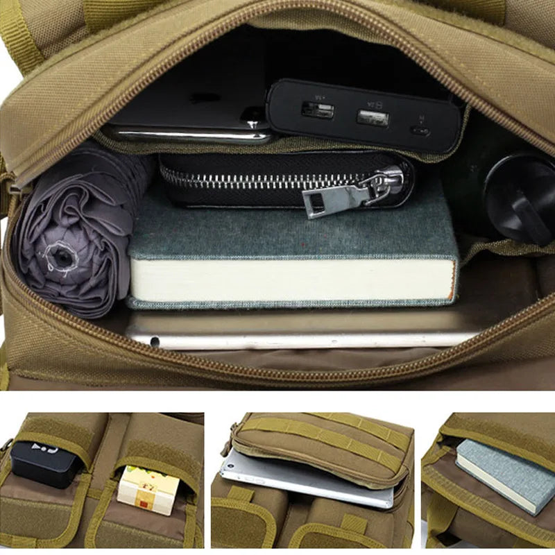 Men's Waterproof Tactical Messenger Bag - Camouflage Sling Backpack for Outdoor Adventures